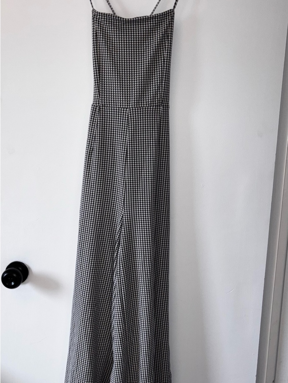 Black & White Gingham Spaghetti Strap Jumpsuit
